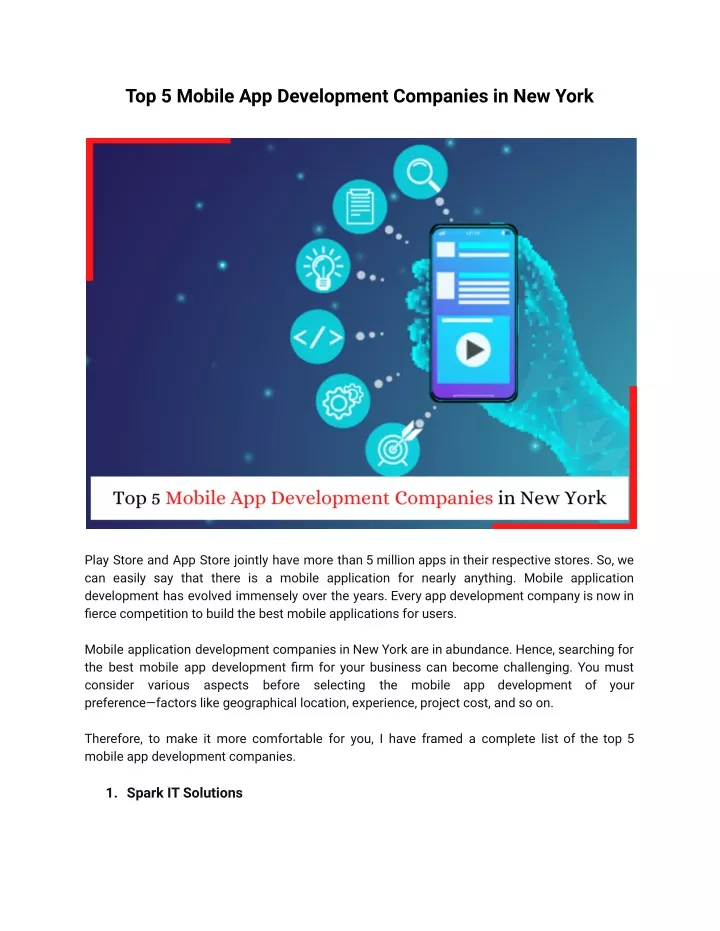top 5 mobile app development companies in new york