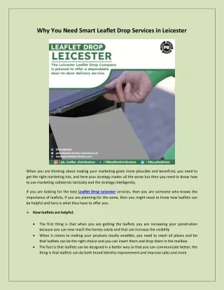 Why You Need Smart Leaflet Drop Services in Leicester