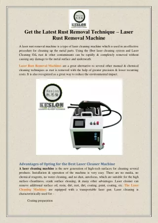 Get the Latest Rust Removal Technique – Laser Rust Removal Machine