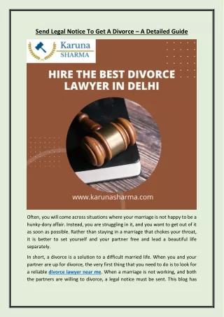 Send Legal Notice To Get A Divorce – A Detailed Guide