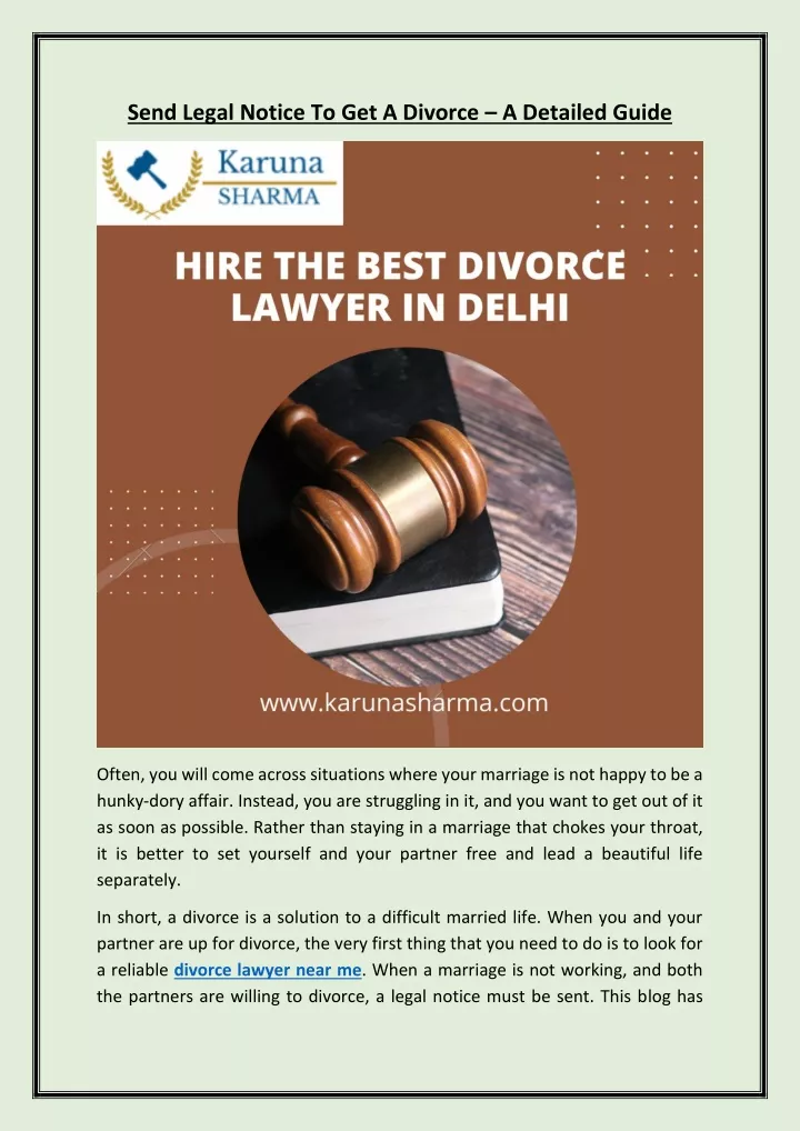 send legal notice to get a divorce a detailed
