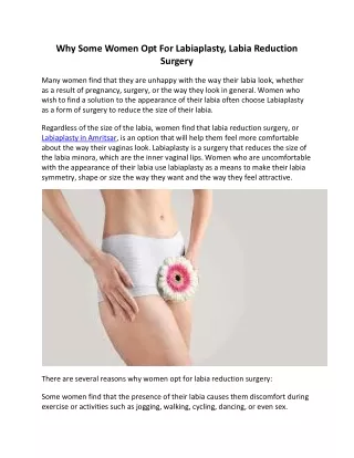 Why Some Women Opt For Labiaplasty, Labia Reduction Surgery