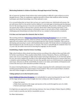 Elementary School French Tutoring Brampton
