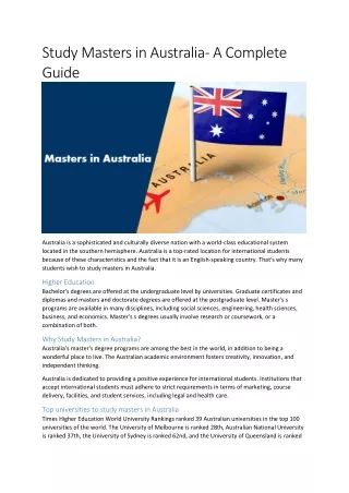 study masters in australia a complete guide