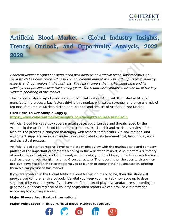 artificial blood market global industry insights