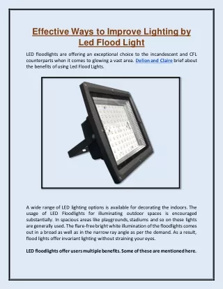 Effective Ways to Improve Lighting by Led Flood Light