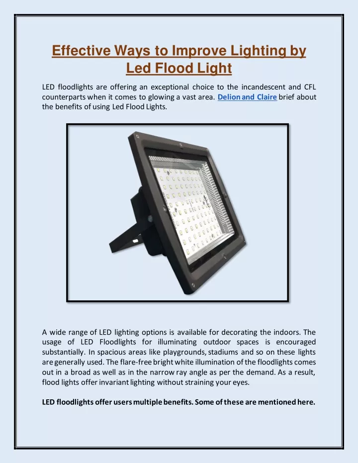 effective ways to improve lighting by led flood