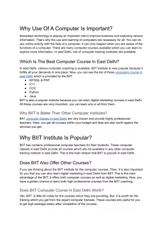 why use of a computer is important