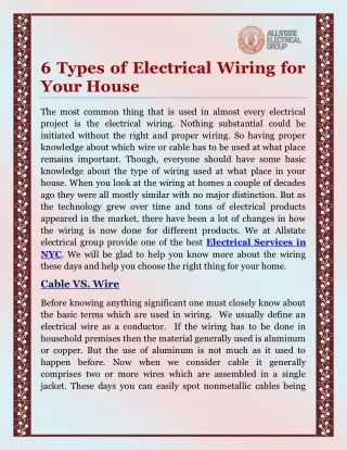 6 Types of Electrical Wiring for Your House