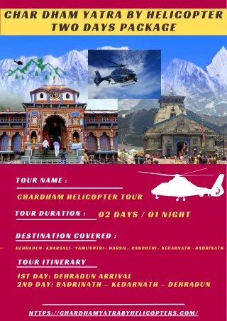 Chardham Yatra by helicopter two days package | Chardham Yatra By Helocoptertour