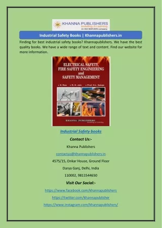 Industrial Safety Books | Khannapublishers.in