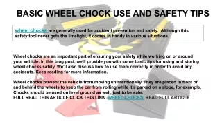 BASIC WHEEL CHOCK USE AND SAFETY TIPS
