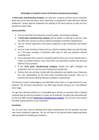 advantages of using the service of 3rd party