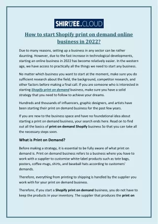 how to start shopify print on demand online