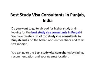 Best Study Visa Consultants in Punjab, India