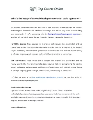 What’s the best professional development course I could sign up for?