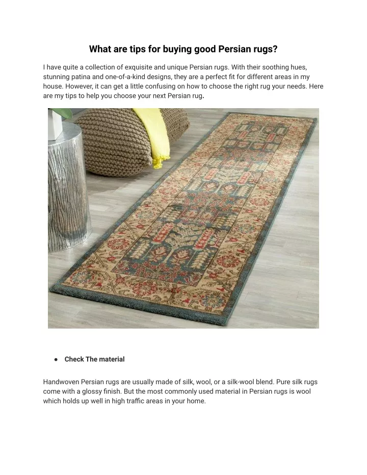 what are tips for buying good persian rugs