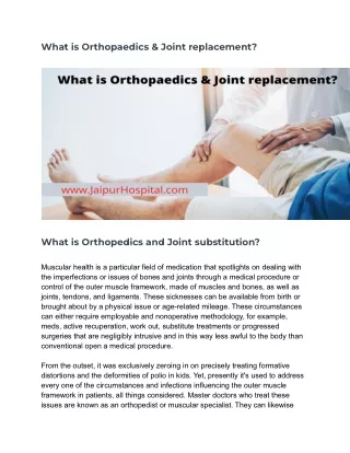 What is Orthopaedics & Joint replacement?