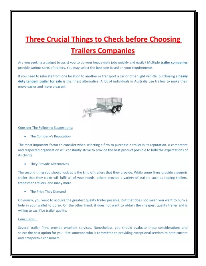 three crucial things to check before choosing