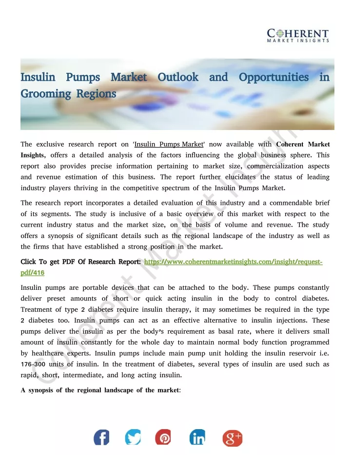 insulin pumps market outlook and opportunities