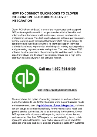 how to connect quickbooks to clover integration