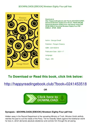 $DOWNLOAD$ [EBOOK] Nineteen Eighty-Four pdf free