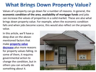 What Brings Down Property Value?