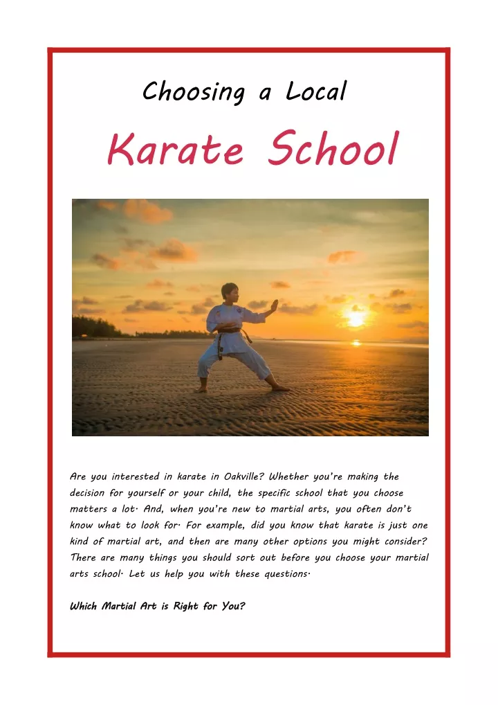 choosing a local karate school