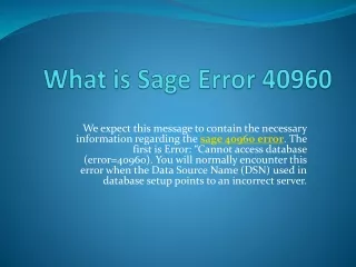 what is sage error 40960