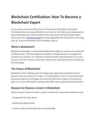 blockchain certification how to become