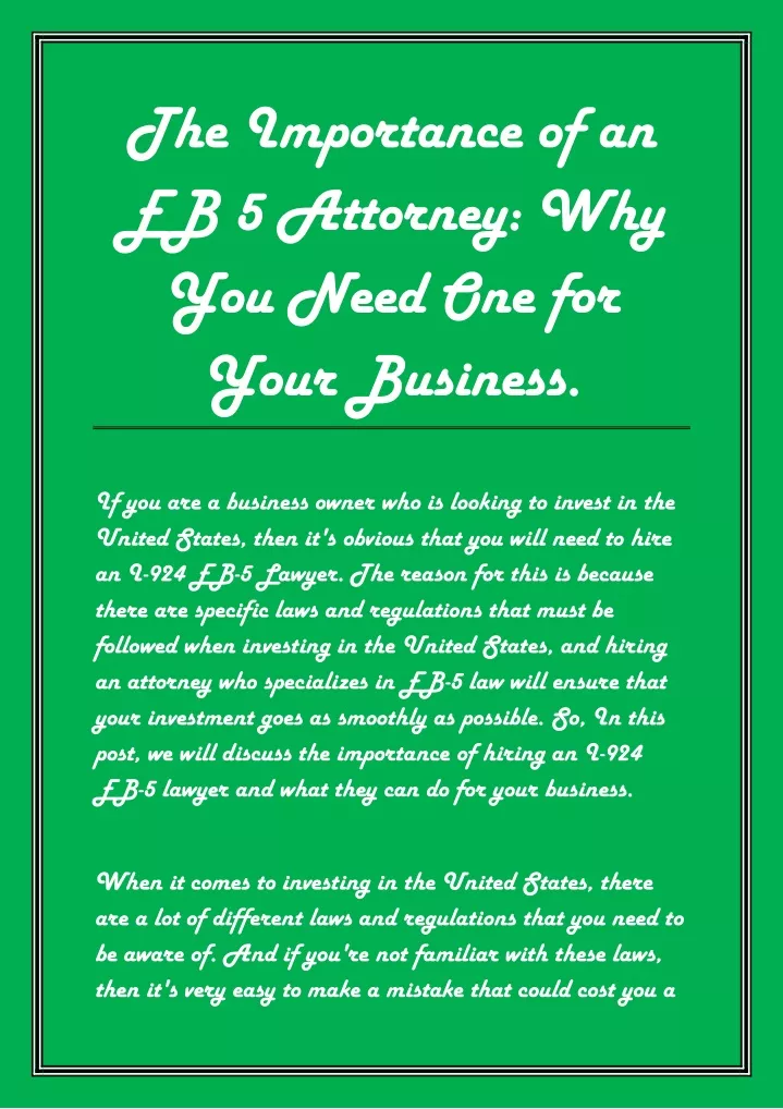 the importance of an eb 5 attorney why you need