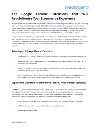 Top Google Chrome Extensions That Will Revolutionize Your Ecommerce Experience