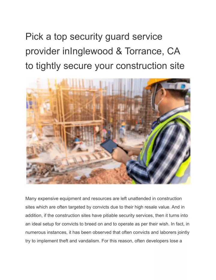 pick a top security guard service provider