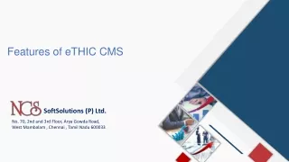 Features of eTHIC CMS