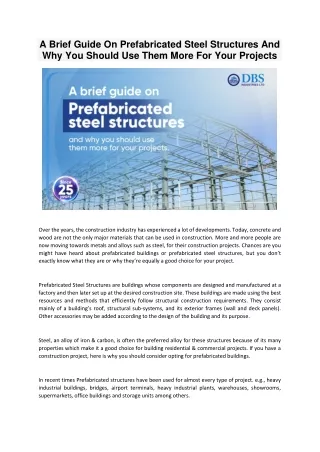a brief guide on prefabricated steel structures