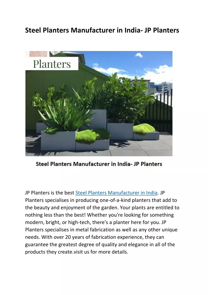 steel planters manufacturer in india jp planters