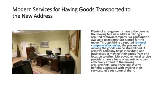 Modern Services for Having Goods Transported to the New Address