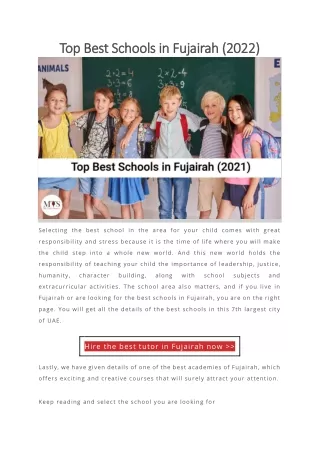 top best scho top best schools in fujairah 2022