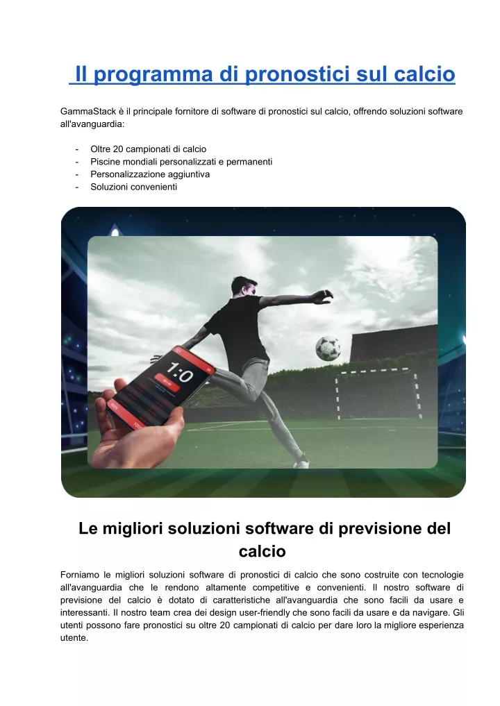 il programma di pronostici sul calcio