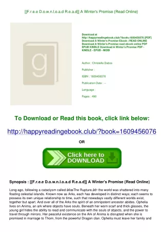[[F.r.e.e D.o.w.n.l.o.a.d R.e.a.d]] A Winter's Promise {Read Online}