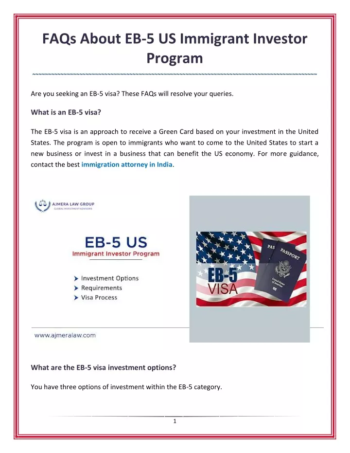 PPT - FAQs About EB-5 US Immigrant Investor Program PowerPoint ...