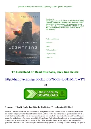 [EbooK Epub] Too Like the Lightning (Terra Ignota  #1) [Doc]