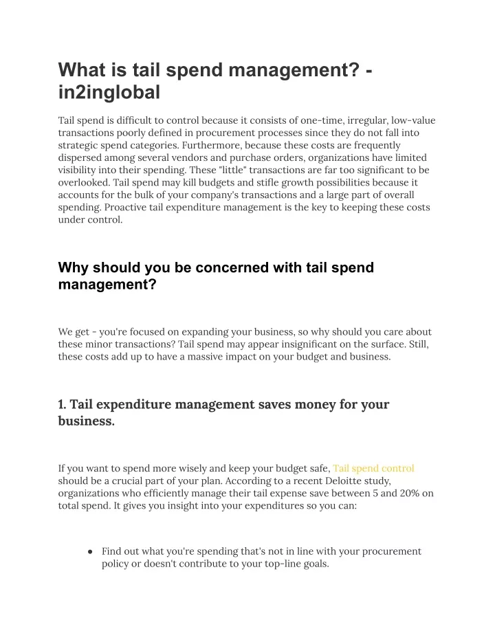 what is tail spend management in2inglobal