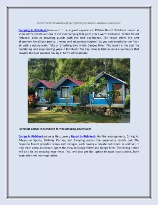 best resorts in rishikesh for offering immense