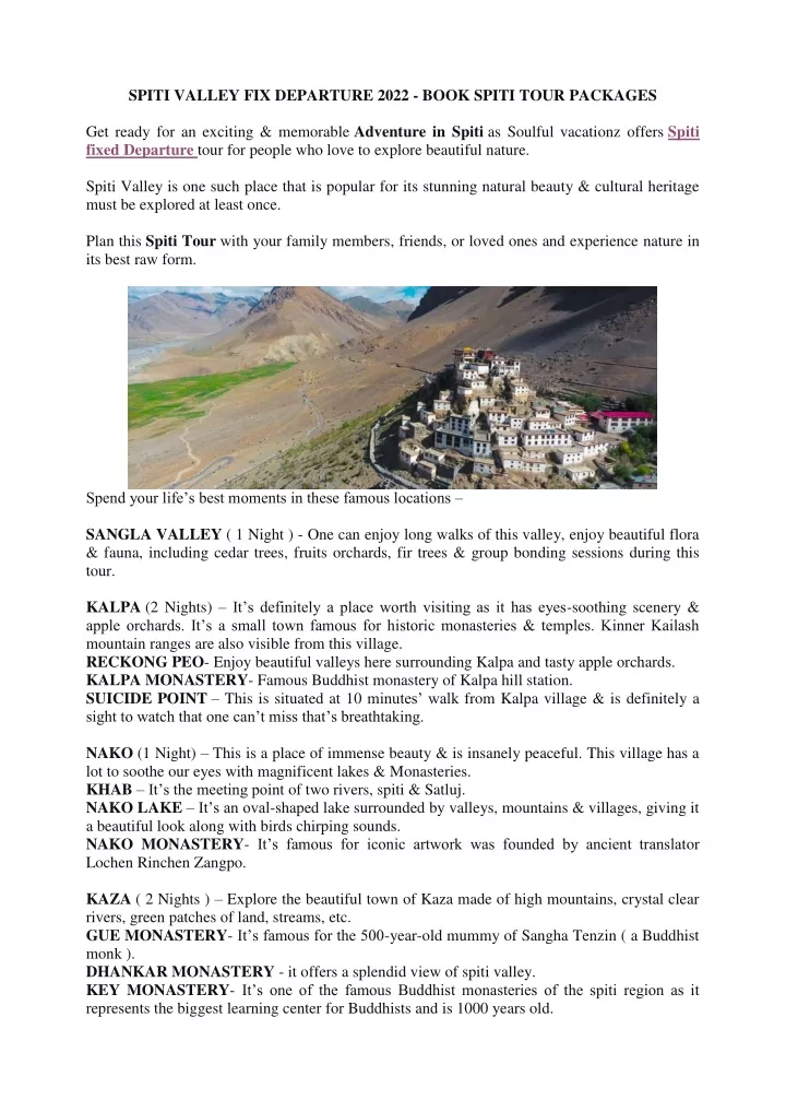 spiti valley fix departure 2022 book spiti tour