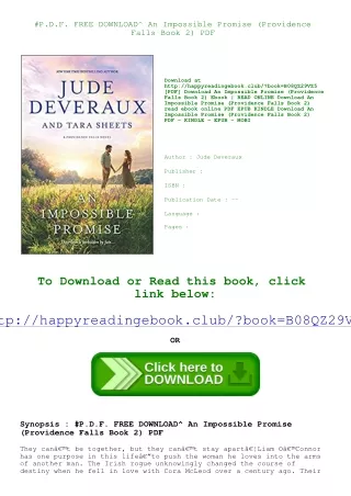 #P.D.F. FREE DOWNLOAD^ An Impossible Promise (Providence Falls Book 2) <*READ*>