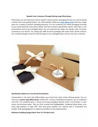 Bewitch Your Customers Through Alluring Large Pillow Boxes