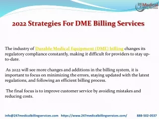 2022 strategies for dme billing services