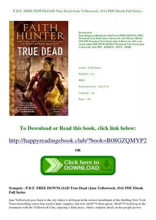 P.D.F. FREE DOWNLOAD True Dead (Jane Yellowrock  #14) PDF Ebook Full Series