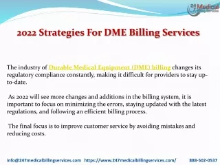 2022 strategies for dme billing services